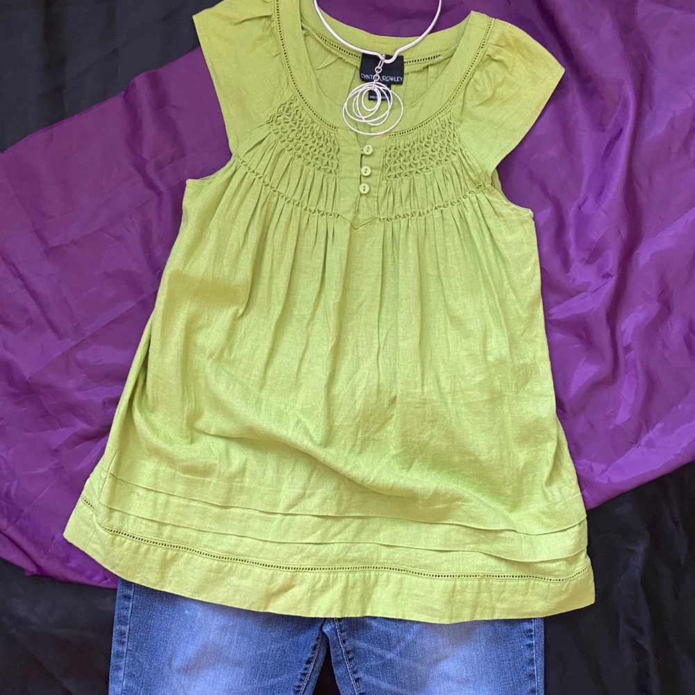 Cynthia Rowley sleeveless green top